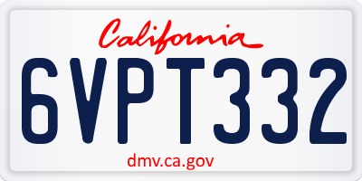 CA license plate 6VPT332