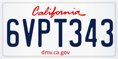 CA license plate 6VPT343