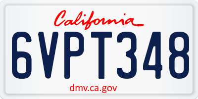 CA license plate 6VPT348