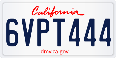 CA license plate 6VPT444