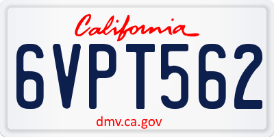 CA license plate 6VPT562
