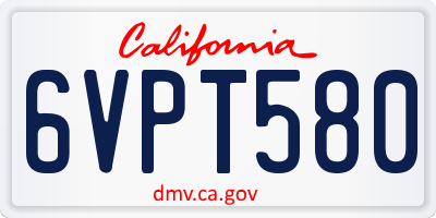 CA license plate 6VPT580