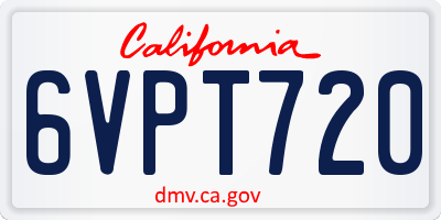 CA license plate 6VPT720
