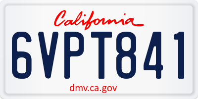 CA license plate 6VPT841