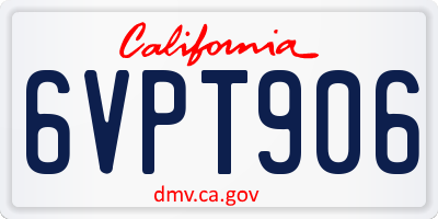 CA license plate 6VPT906