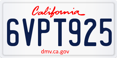 CA license plate 6VPT925