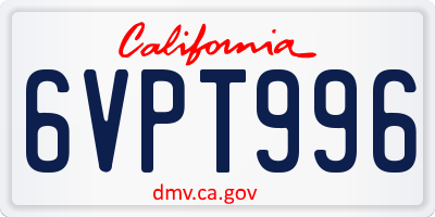 CA license plate 6VPT996