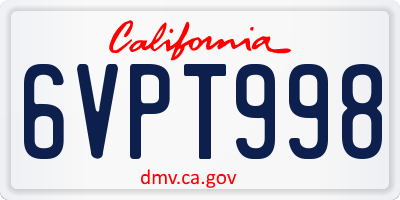 CA license plate 6VPT998