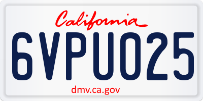 CA license plate 6VPU025