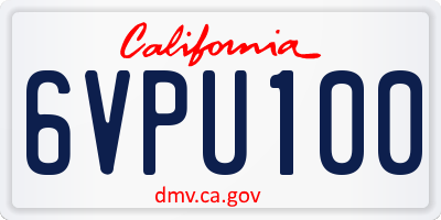 CA license plate 6VPU100