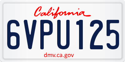 CA license plate 6VPU125