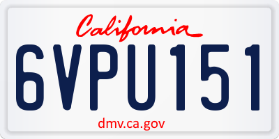 CA license plate 6VPU151