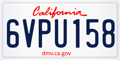 CA license plate 6VPU158