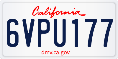CA license plate 6VPU177