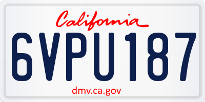 CA license plate 6VPU187