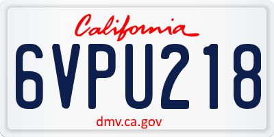 CA license plate 6VPU218
