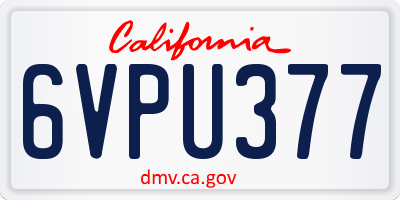 CA license plate 6VPU377