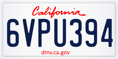 CA license plate 6VPU394