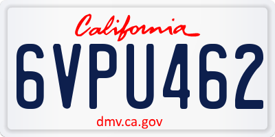 CA license plate 6VPU462