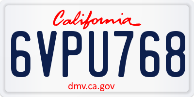 CA license plate 6VPU768