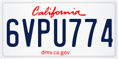 CA license plate 6VPU774