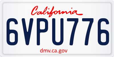CA license plate 6VPU776