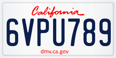 CA license plate 6VPU789