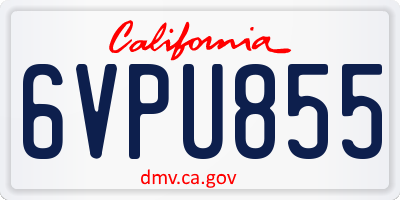 CA license plate 6VPU855