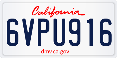 CA license plate 6VPU916