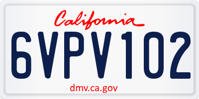 CA license plate 6VPV102