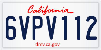 CA license plate 6VPV112