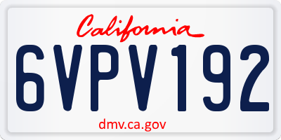 CA license plate 6VPV192