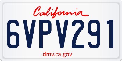 CA license plate 6VPV291