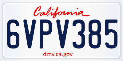 CA license plate 6VPV385