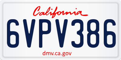 CA license plate 6VPV386