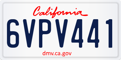 CA license plate 6VPV441