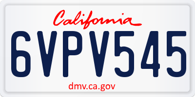 CA license plate 6VPV545