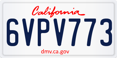 CA license plate 6VPV773