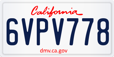 CA license plate 6VPV778