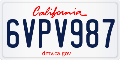 CA license plate 6VPV987