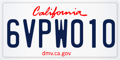 CA license plate 6VPW010
