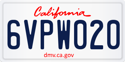 CA license plate 6VPW020