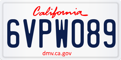 CA license plate 6VPW089
