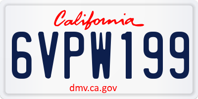 CA license plate 6VPW199