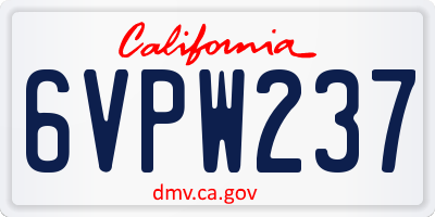 CA license plate 6VPW237