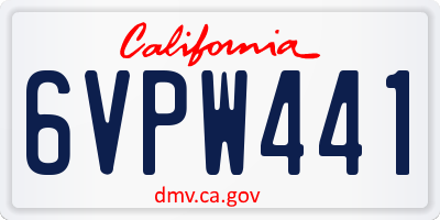 CA license plate 6VPW441