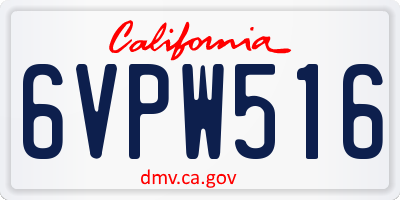 CA license plate 6VPW516