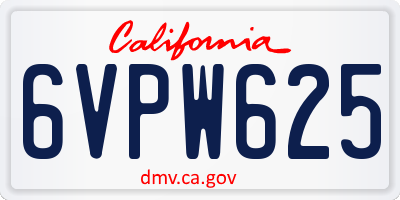 CA license plate 6VPW625