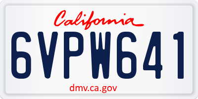 CA license plate 6VPW641