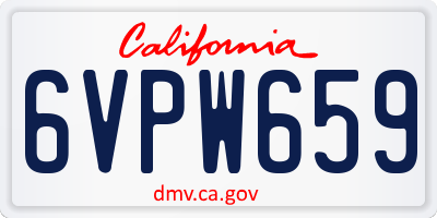 CA license plate 6VPW659